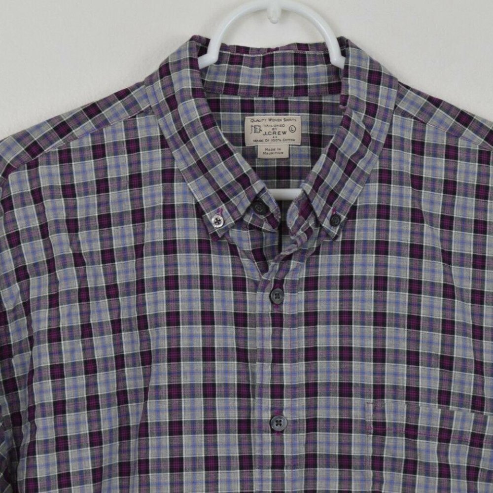 J CREW Large Plaid Cotton Long Sleeve Shirt Button